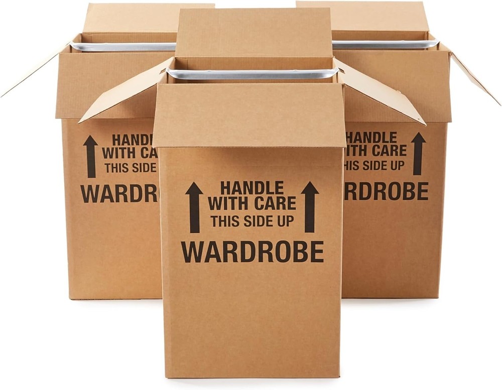 Sturdy Wardrobe Moving Boxes with Hanger Bar for Packing Clothes, Easy to Assemb