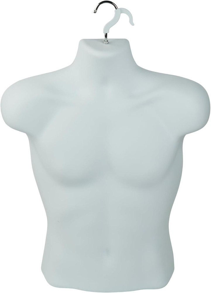 Molded Man’s Shirt Torso Form Fits S – L Hanging Male Mannequin White