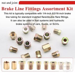 3/16″ & 1/4″ Brake Line Fittings Assortment Kit,3/8 Inch-24 Threads Nuts and Uni