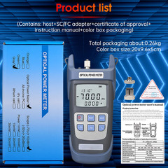 Fiber Optical Power Meter with SC FC Connector, -70~10Dbm, 10 Optic Wave Length,
