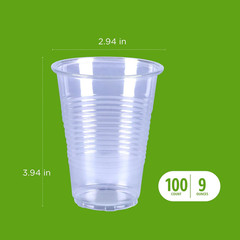 100 Pack 9oz Clear Plastic Disposable Cups BPA Free Party Drinking Cups