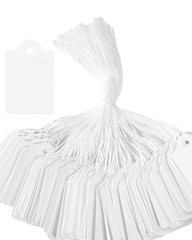 AURAADORN 200 Pcs Price Tags, 0.9 x 0.5 inch White Paper Hang 0.9*0.5,