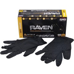 SAS RAVEN Disposable Nitrile Work Gloves, Large, 100-pk #8061-87