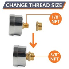 1/8INCH NPT Pressure Gauge 0-15 PSI w/3/8IN Back Mount 1.5IN Face Diameter