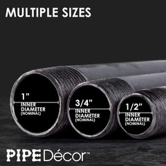 3/4” x 8” Black Steel Plumbing Pipe, Pre Cut, Industrial Steel Grey Fits Stan…