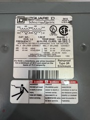 NEW TAKEOUT SQD 1.5S1F Transformer 1.5 kVA 240x480V to 120/240V 1-Phase NEMA 3R