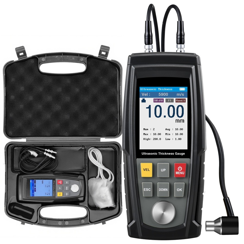 2.5MHz Ultrasonic Thickness Gauge Min/Max 1500 Sets Data Storage 0.04 – 11.81 in