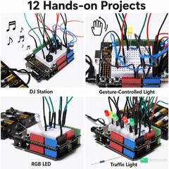 Basic Electronics Starter Kit for Beginners – with UNO R3 Board, Compatible with