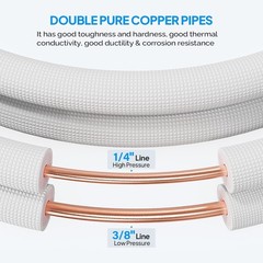 ROVSUN 25 Ft Mini Split Installation Kit 1/4 3/8 Copper PipeswithInsulationforAC
