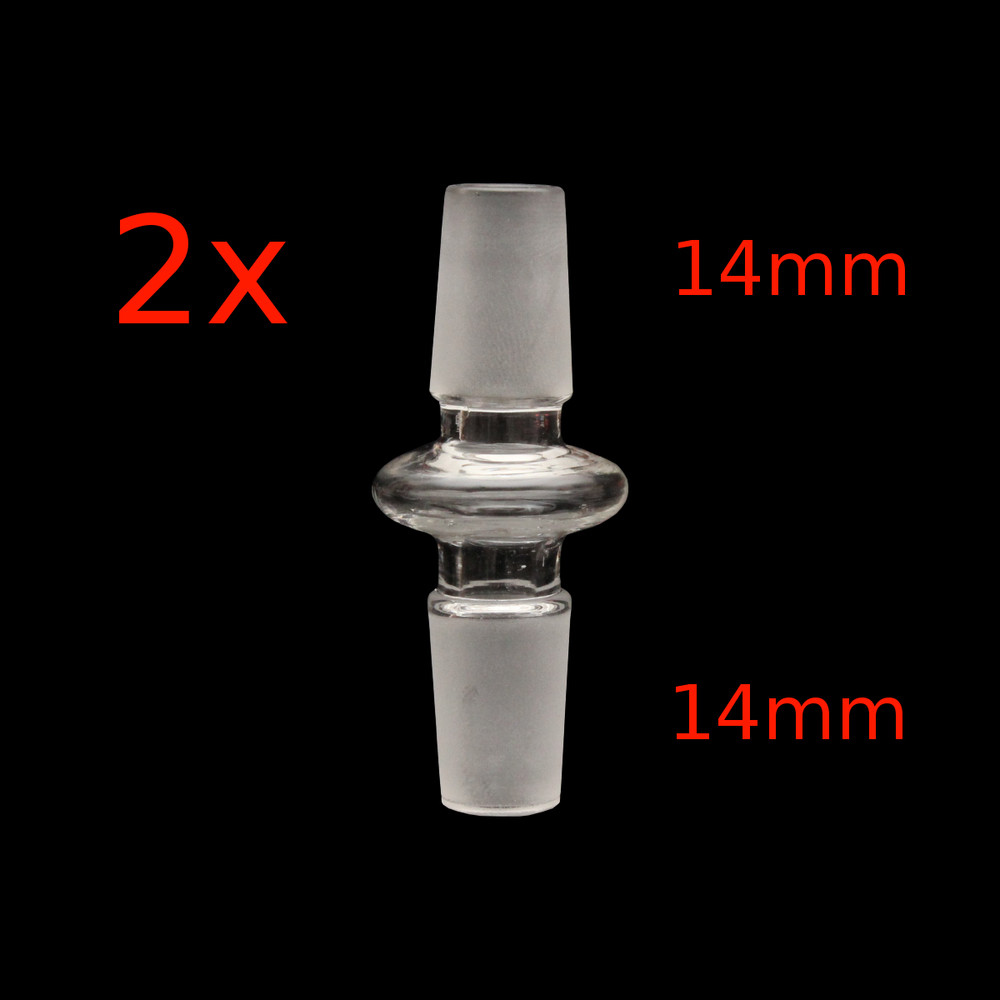 (2x) 14mm Male To 14mm Male Glass Adapter