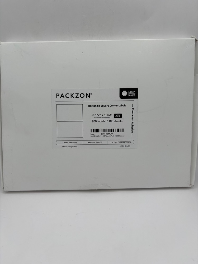 Shipping Labels with Self Adhesive, Square Corner, 200 Labels, Matte White