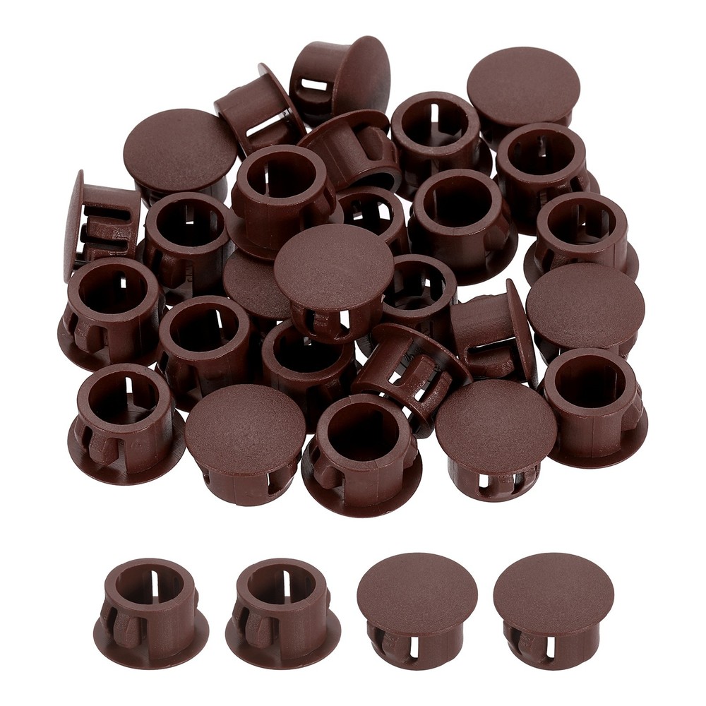Dark Brown Hole Plugs 100pcs 1/2″ Plastic Plugs for Round Holes Flush Type