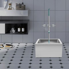 22″L x 19″W x 12″H Stainless Steel Mop Sink Utility Floor Mount Mop Basin Silver