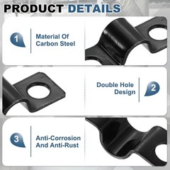 25Pcs 6mm U-Shaped Pipe Clamp Carbon Steel Double Hole Strap Clamp with Screw