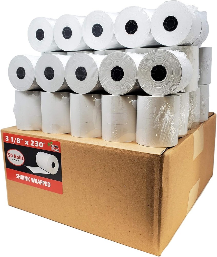 (50 Rolls) 3 1/8 x 230 Thermal Paper Receipt Rolls, Premium Quality German Paper