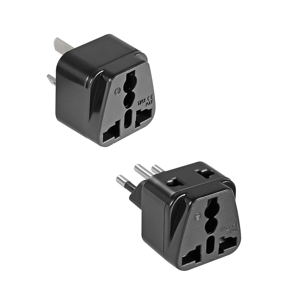 2 Pack US to Argentina Uruguay Brazil Australia Travel Adapter Plug Black