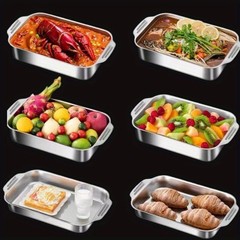 2PCS Stainless Steel Baking Pan with Lid Cake Pans with Covers Bakeware Baking