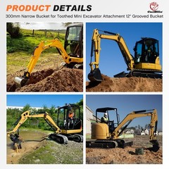 Mini Excavator Digging 11.8in Bucket Attachments for Mini Excavator 300mm Trench