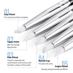 Dental Composite Resin Porcelain Brush Pens Shaping Silicone Tooth Tool 5pcs/Set