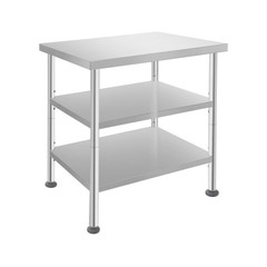 24x30x35 in Tool Bench 3 Tiers Garage Workbench, Silver Work Table With Casters