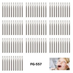 100 FG 557 Carbide Dental Burs High Speed Handpiece Friction Grip Drill Bits