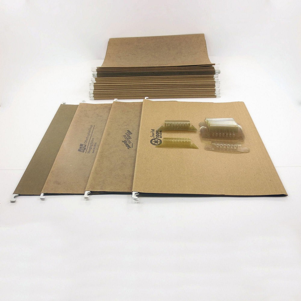 25 Hanging File Folders with 25 Tabs, Letter Size, Beige, Assorted