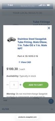 New QTY 20 Swagelok SS-1610-2-16 SS Tube Fitting Male Elbow 1” Tube OD x 1” MNPT