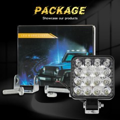 2Pcs 4Inch Square LED Work Light Pods Flood Light For Truck Offroad Tractor SUV