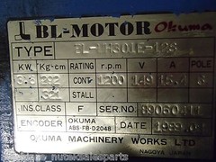 Okuma BL Motor BL-MH301E-12S 149 volt 15.4 amp 3.6 kw ABS-FB-D2048 BLMH301E12S