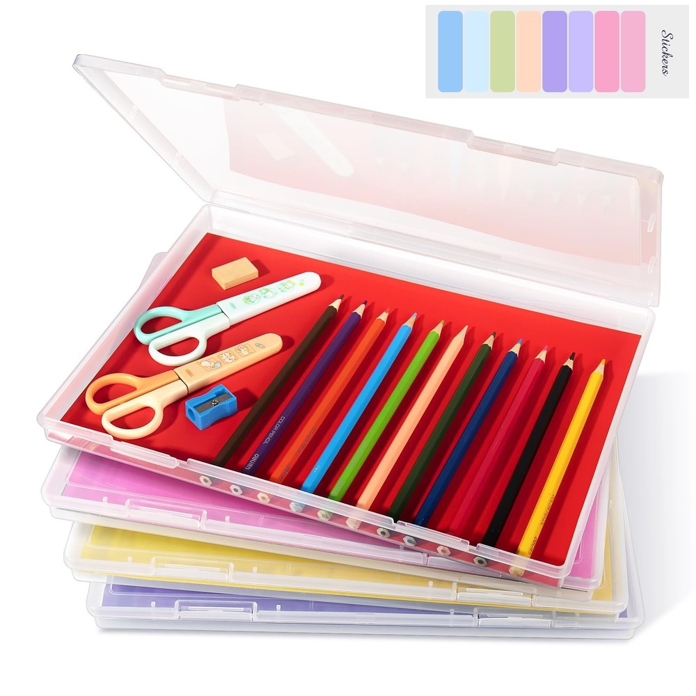 4 Pack Photo Storage Box, Scrapbook Paper Storage Fits 8.5″ x 11.5″ A4 Letter…
