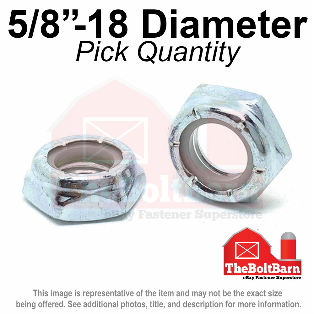 5/8″-18 Grade A Nylon Insert Hex Jam Lock Nuts Zinc FINE Nylok (Pick Quantity)