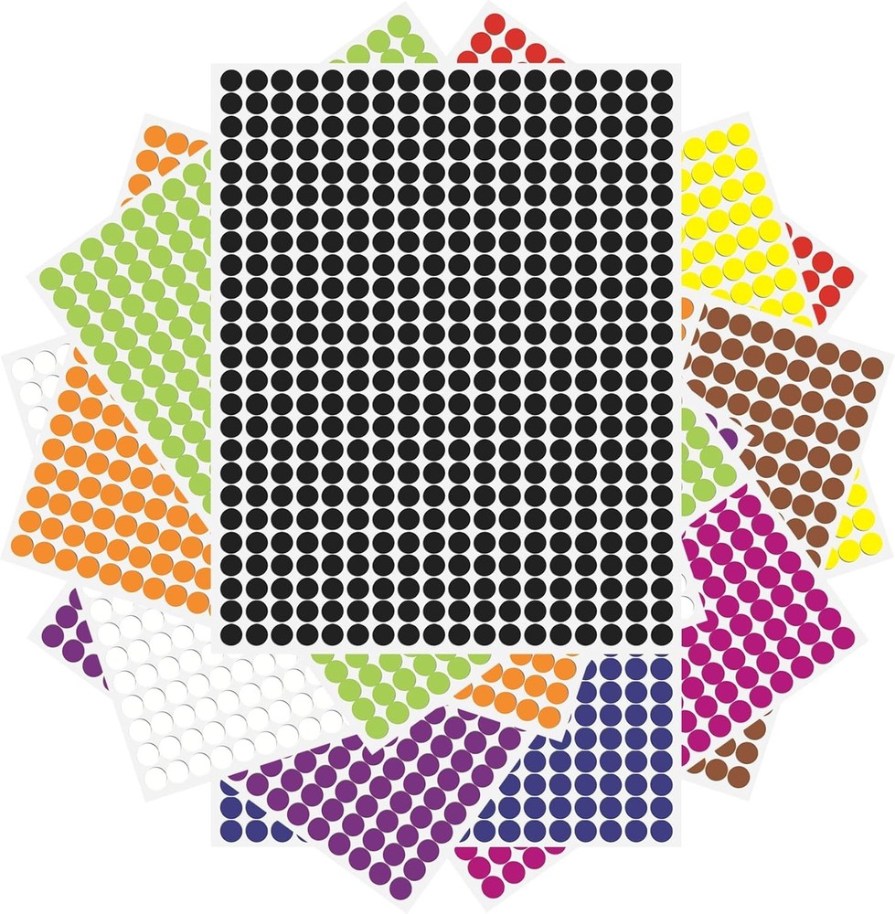 4500 Pcs Small Colored Dot Stickers 1/4 inch – Round inch, 0.25 Inch