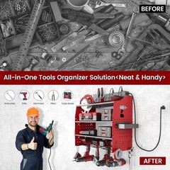 [2025 Upgraded] Power Tool Organizer Wall Mount with Charging Station, [5-Lay…