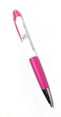 30ct Bulk Lot Misprint Rubber Grip Click Pens MARDI GRAS Hub Pen: PINK & WHITE