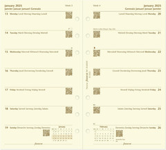 Calendar Diary Refill, Personal/Compact Size, Week on One Page, Cotton Cream