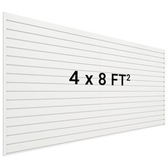 Slatwall Panel 8×4 FT Interlocking PVC Wall Mounted Garage Organizer White