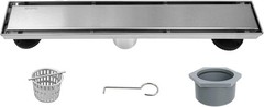 18 Inch Linear Shower Drain with 2-in-1 Tile Insert Cover Brushed 304 SS