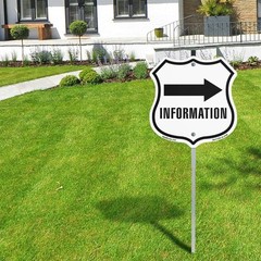 Information Right Shield Shaped Sign With Stake Crafted in the USA