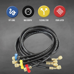 Lichamp HVAC Gauges with 5 FT Hoses, AC Manifold Gauge Set R134A R1234 R410A and