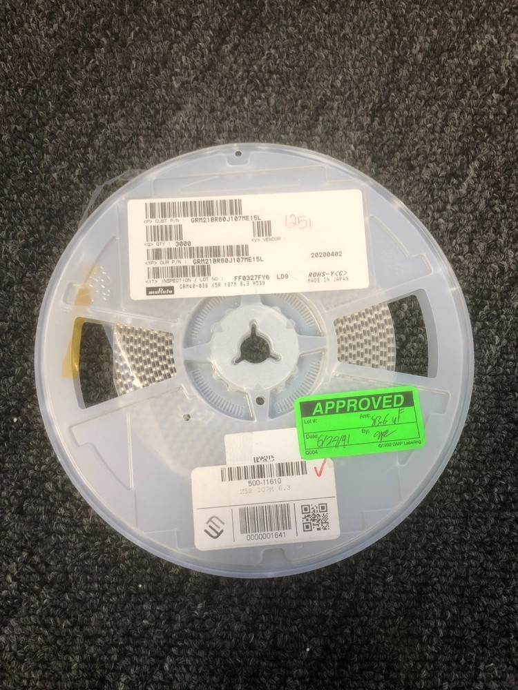 Murata GRM21BR60J107ME15L 100uF 6.3V X5R 0805 MLCC Capacitor 3000 Reel NEW