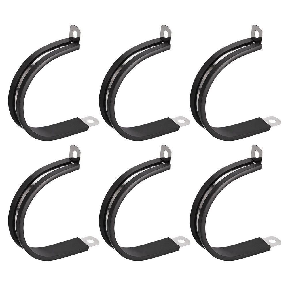 6Pcs 1-7/8″ Cable Clamp R Shape Stainless Steel Rubber Cushioned Pipe Strap