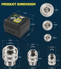 3 Piece Adjustable Tap Socket Set for Ratchet Wrench – 1/4 3/8 1/2 Drive