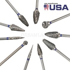 10pcs Tungsten Steel Dental Burs Lab Burrs Tooth Drill For handpiece Polisher