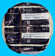 COPPERWELD 12/2 NM-B 250 ft, Copper Clad Aluminum, Non-Metallic Sheathed Cable.