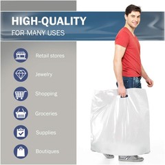 Plastic Merchandise Bags 26×26 White Glossy 50 Pack 3 Mil Handles PPB Finish