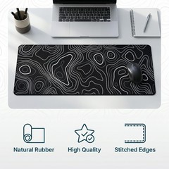 Cptoion Black Topographic Mouse Pad, Extended 31.5L x 11.8W inches,