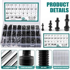 2024 Pcs Metric Screw Assortment, Bolts and Nuts Assortment Metric Machine Sc…