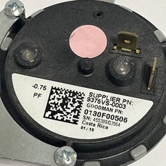 Goodman 0130F00506 Pressure Switch 9376VS-0003 – .75PF