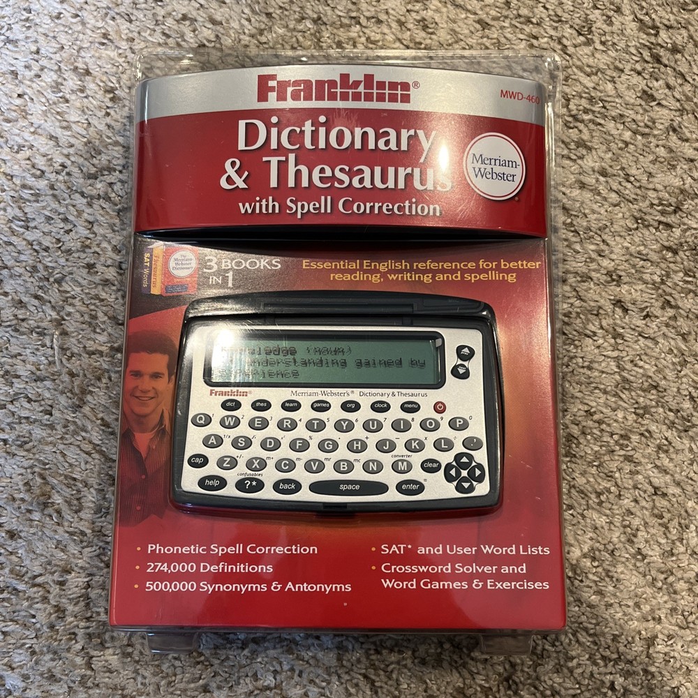 Franklin Merriam Webster Dictionary & Thesaurus MWD-460 Spell Correction – New