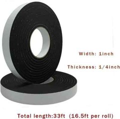 Adhesive Foam Tape Weather Strip 1/4 Inch Thick x 1 Inch Wide 2 Rolls Sticky